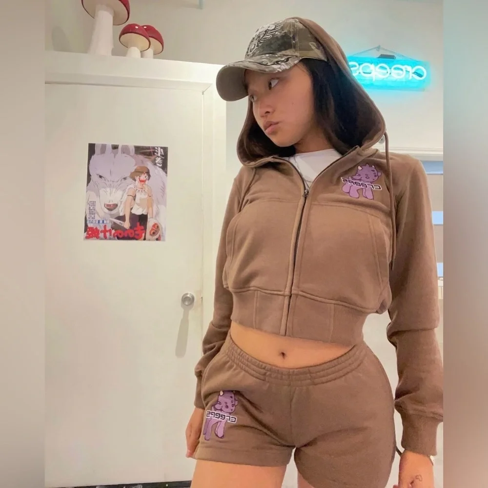 CREEPS Brown Lounge Wear Short Set XS/S - Picture 4 of 6